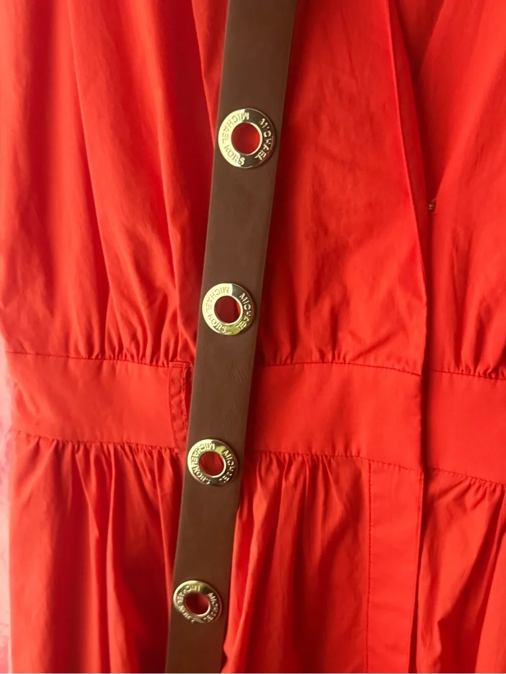 Michael Kors Optic Orange Belted Pleated Dress NWT Size Large - Picture 5 of 12